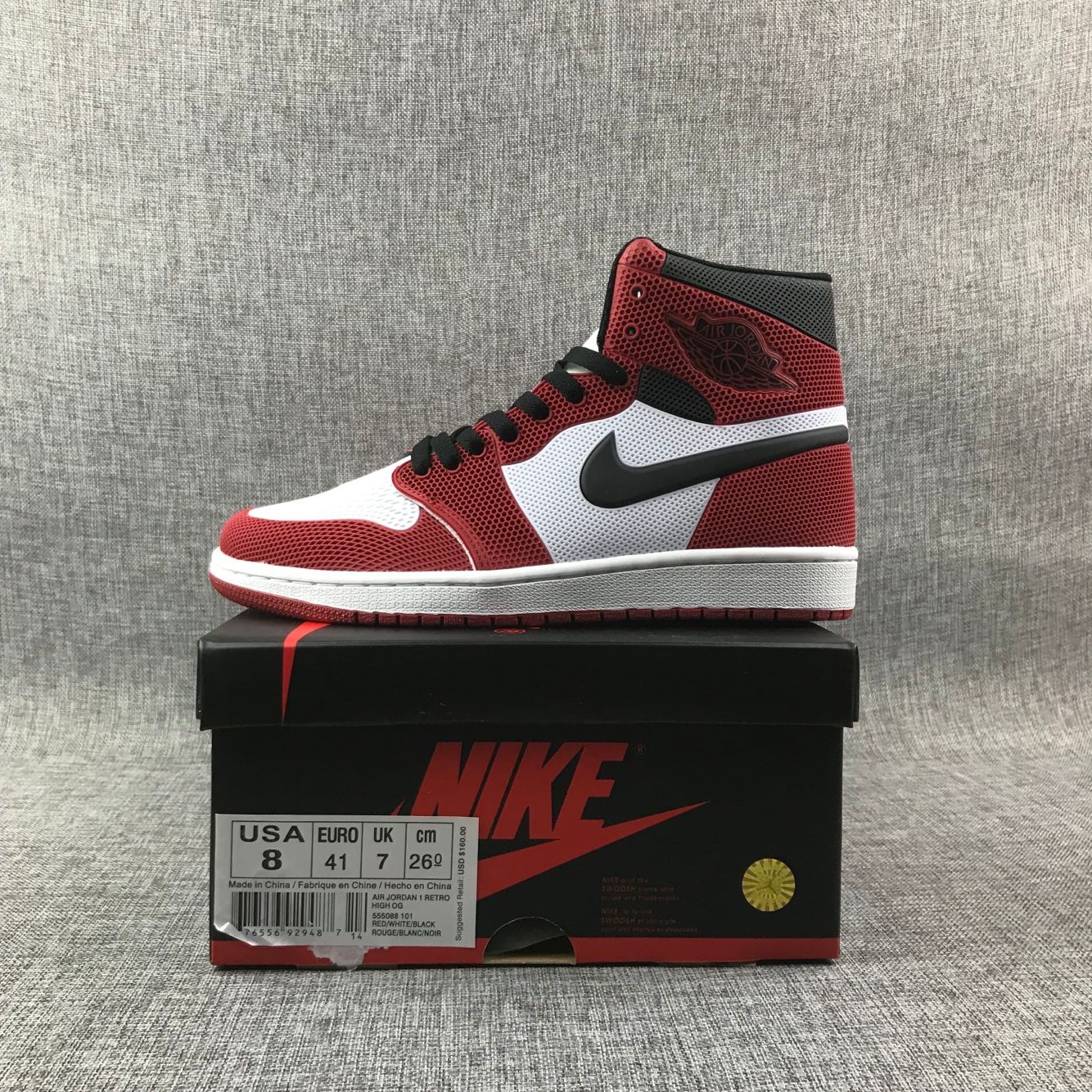 New Air Jordan 1 Drop Plastic Red Black White Shoes